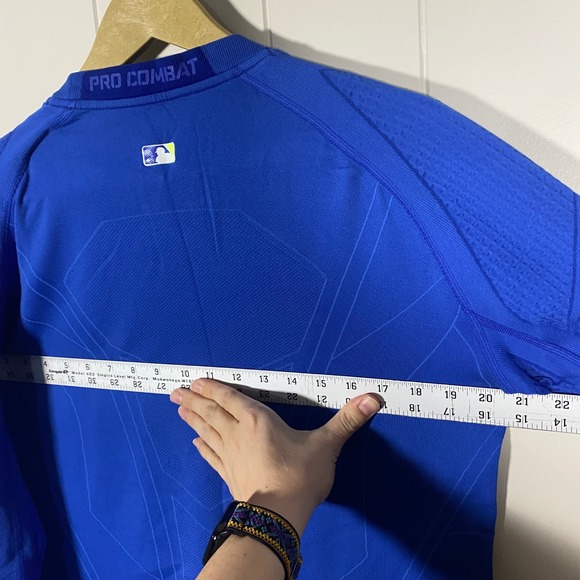 Nike Pro Combat Dri Fit MLB Baseball Base Layer Long Sleeve Blue Men's L - Picture 10 of 15